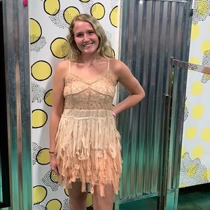 Free People Blush/Nude Sz Large Beaded Fairy Dress